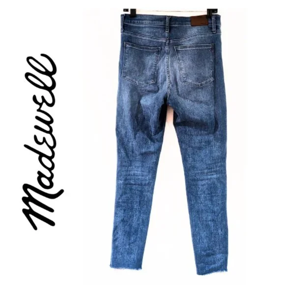 Madewell Women's 28 Mid-Rise Skinny Jeans Light Wash Torn Knee Denim - Picture 3 of 4